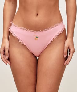 Tanga en coton broderie p&ecirc;che "Peachy";