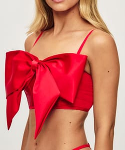 Red satin bow bustier;