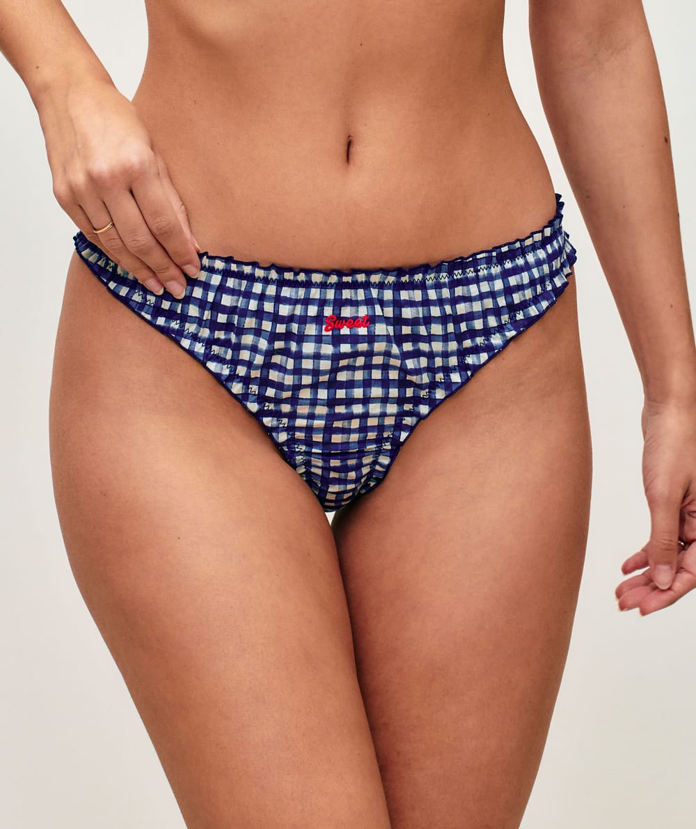 String en coton vichy avec broderie "Sweet";