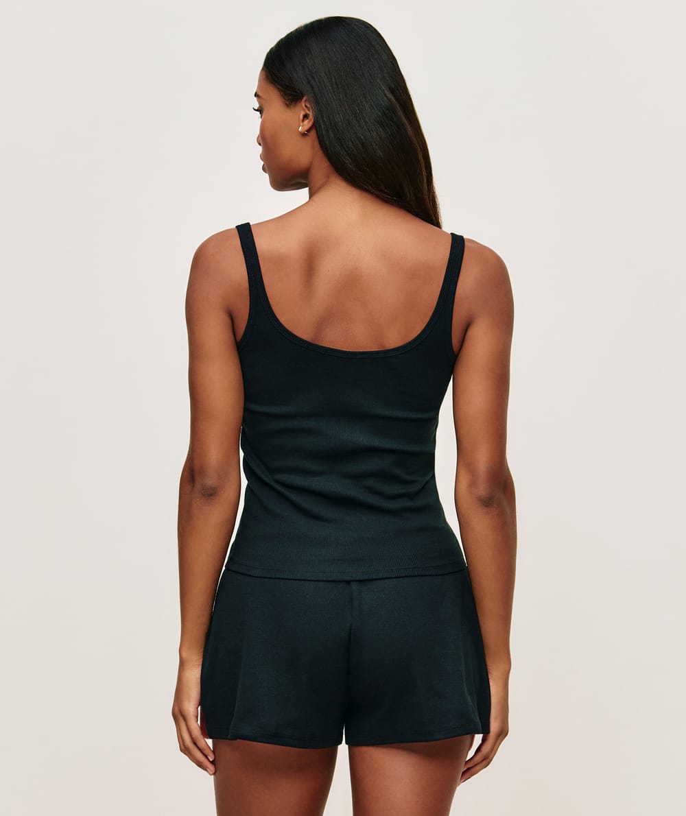 Ribbed jersey tank top - black;