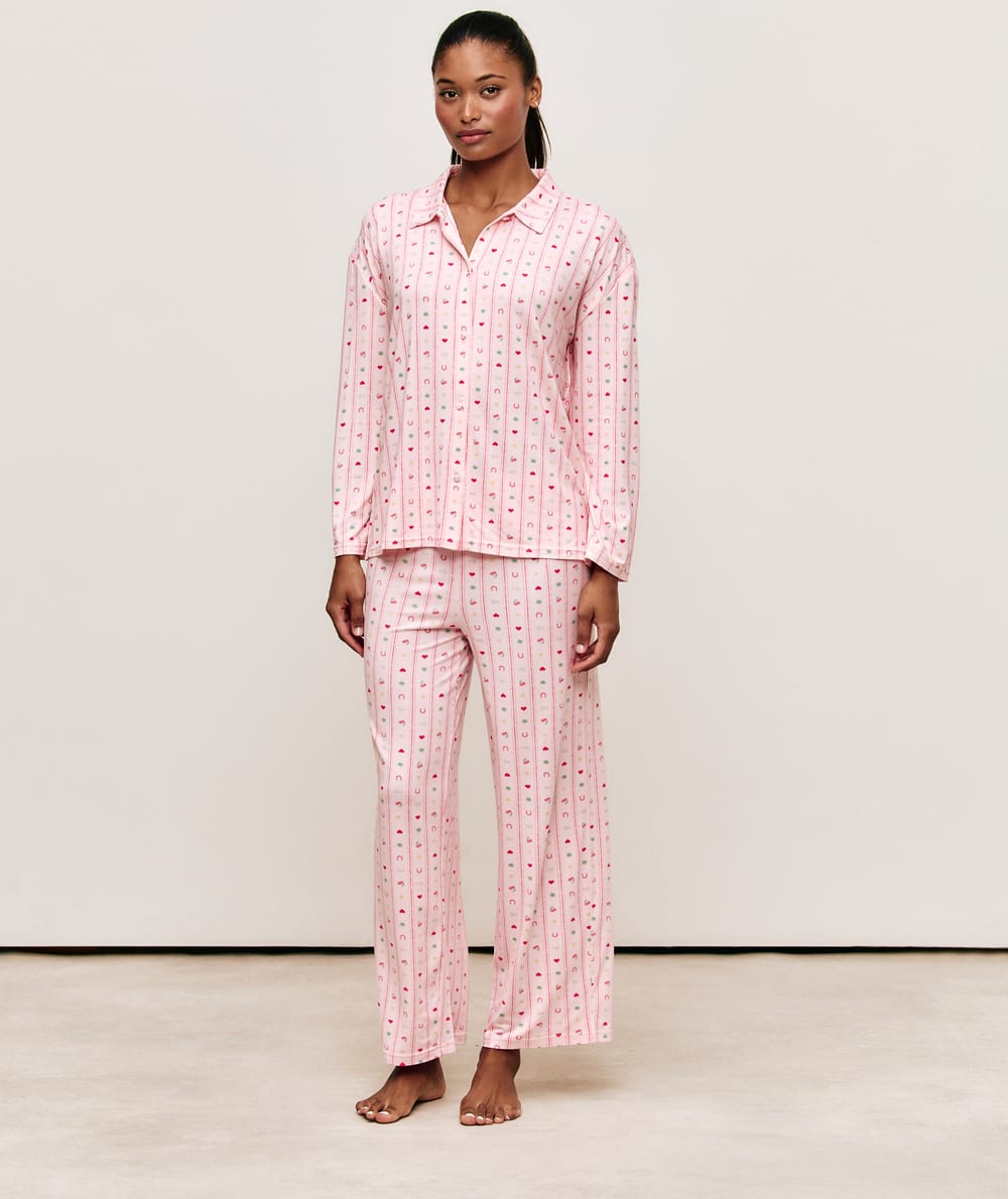 Patterned jersey pyjama set;
