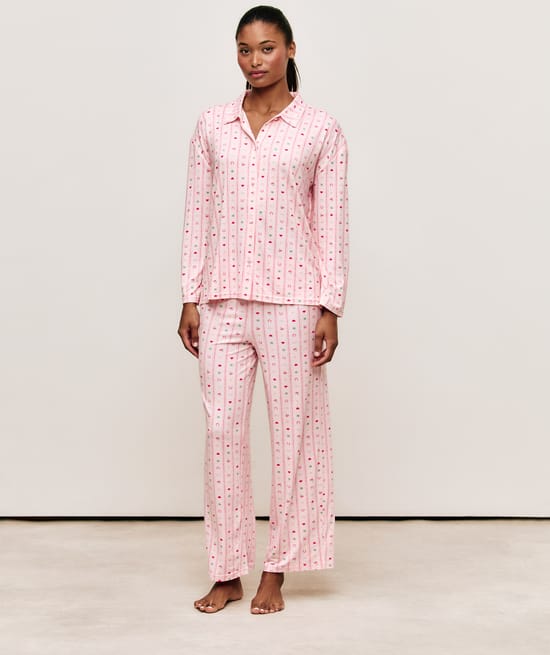 Patterned jersey pyjama set;