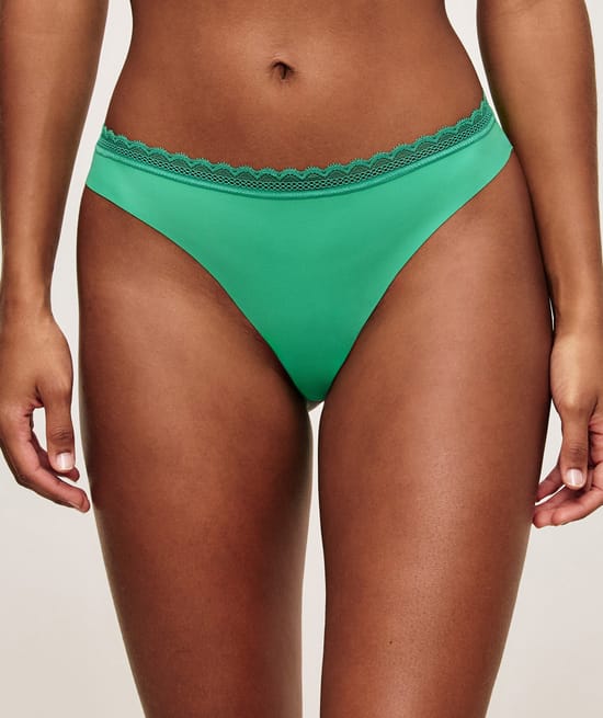 Microfibre and lace thong;