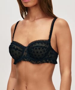 Balconette bra in heart mesh;