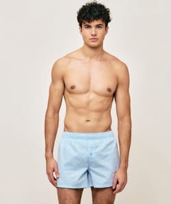 Cotton striped boxer shorts with embroidery;