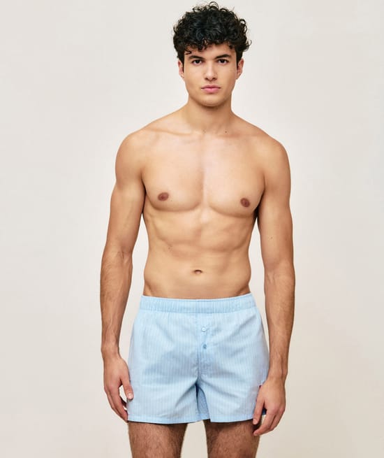 Cotton striped boxer shorts with embroidery;