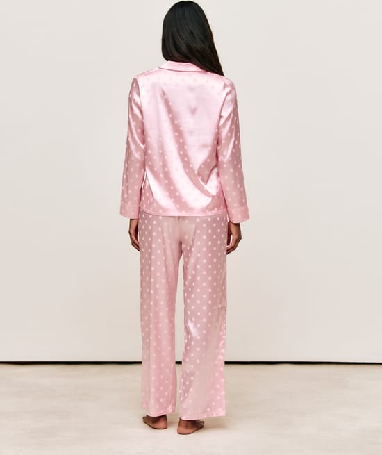 Polka dot satin shirt;