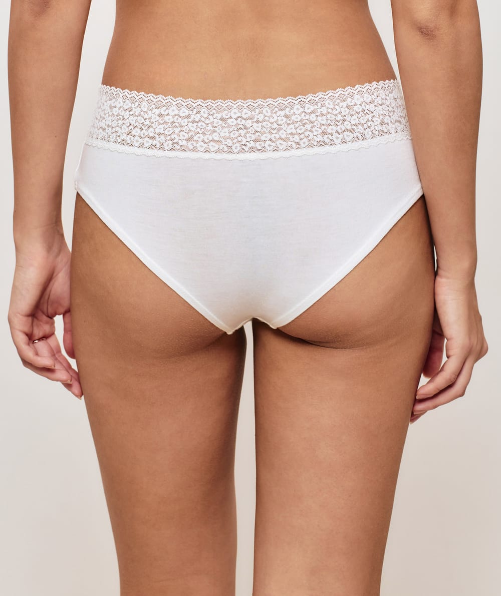 Braguita culotte lisa y de encaje con estampados de leopardo;