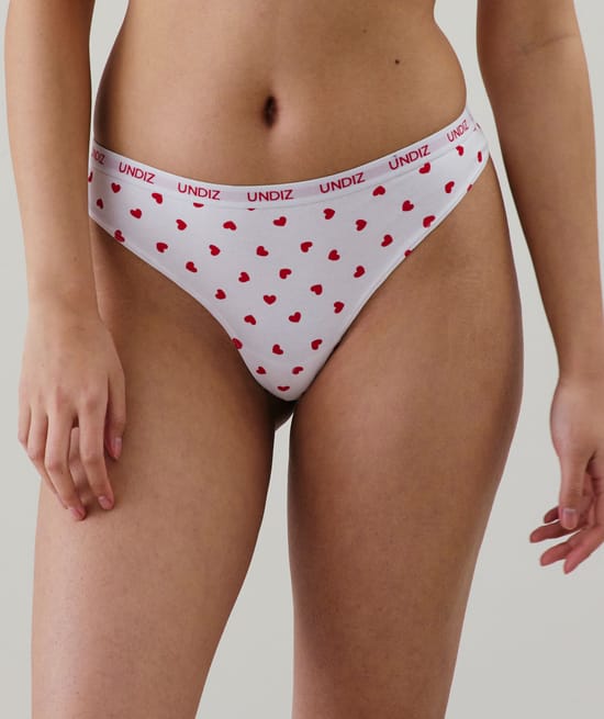 Heart-patterned cotton thong;