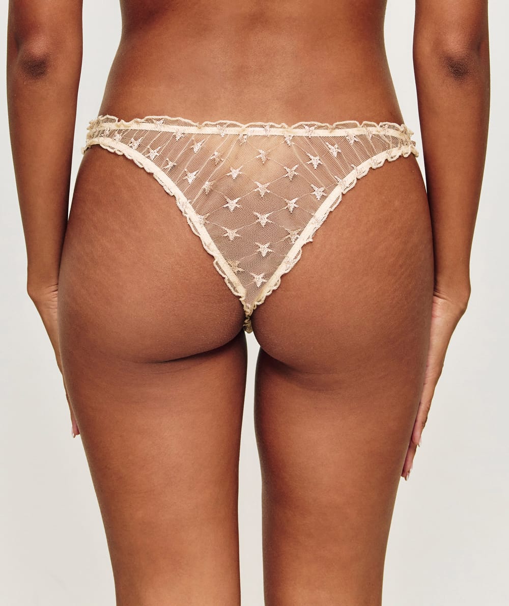 Star pattern mesh thong;