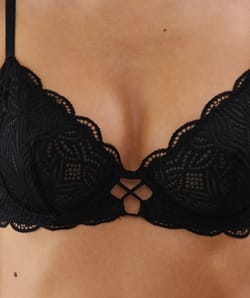 Lace balconette bra - black;