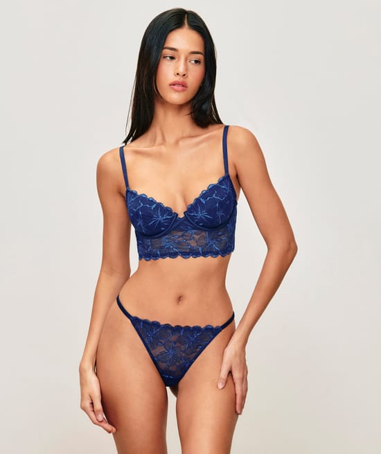Floral lace bustier bra;