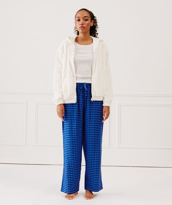 Straight-leg checked trousers;