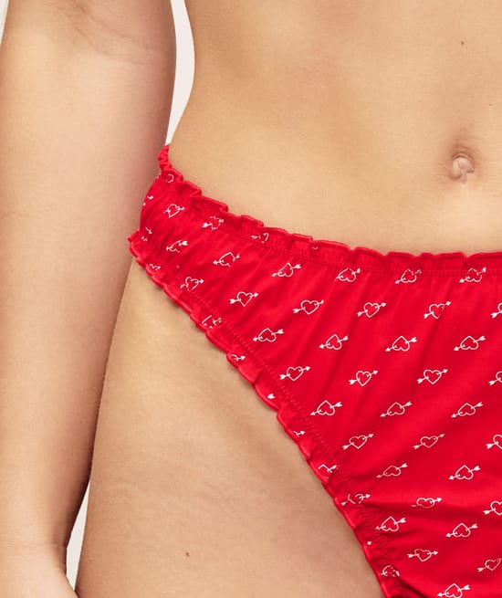 String fronc&eacute; en coton motifs c&oelig;urs;