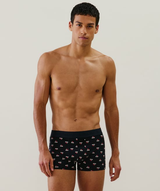 Cotton boxer shorts with pattern;