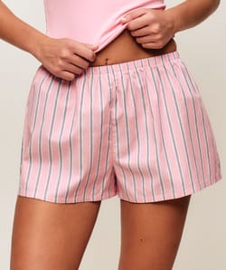 Short en coton &agrave; rayures;