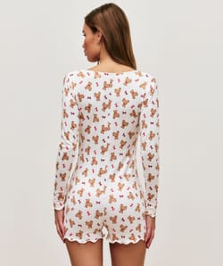 Short teddy bear jersey playsuit;