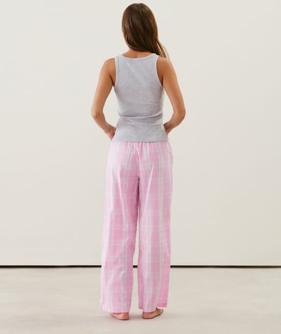 Pantalón de cuadros de algodón;