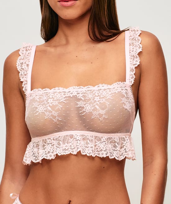 Ruffled floral lace bralette;