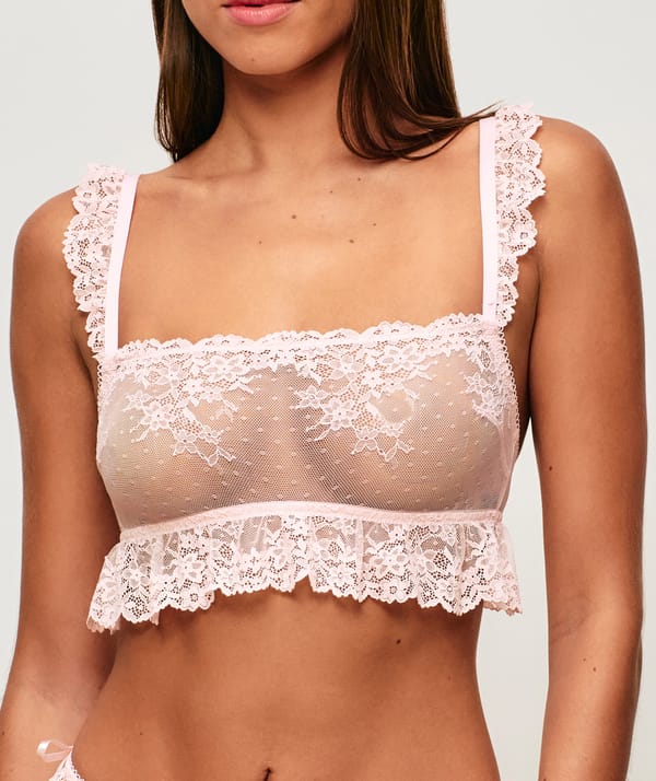 Ruffled floral lace bralette;