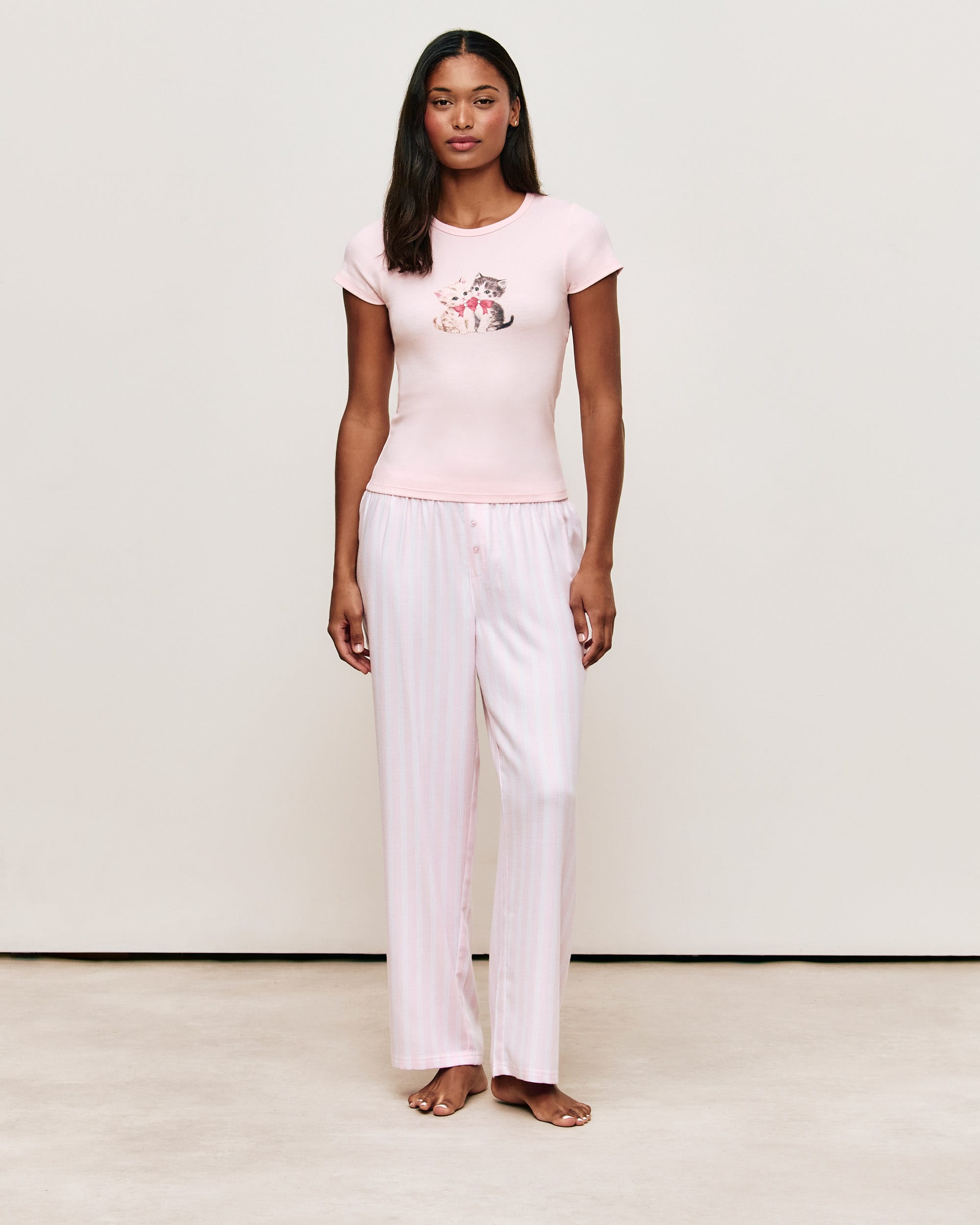 Striped jersey trousers - pink - Undiz