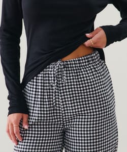 Checked flannel trousers;