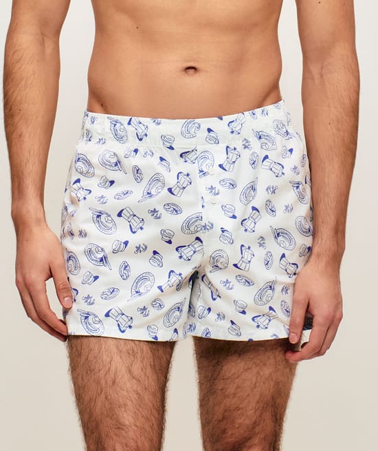 Cale&ccedil;on en coton &agrave; motifs ;