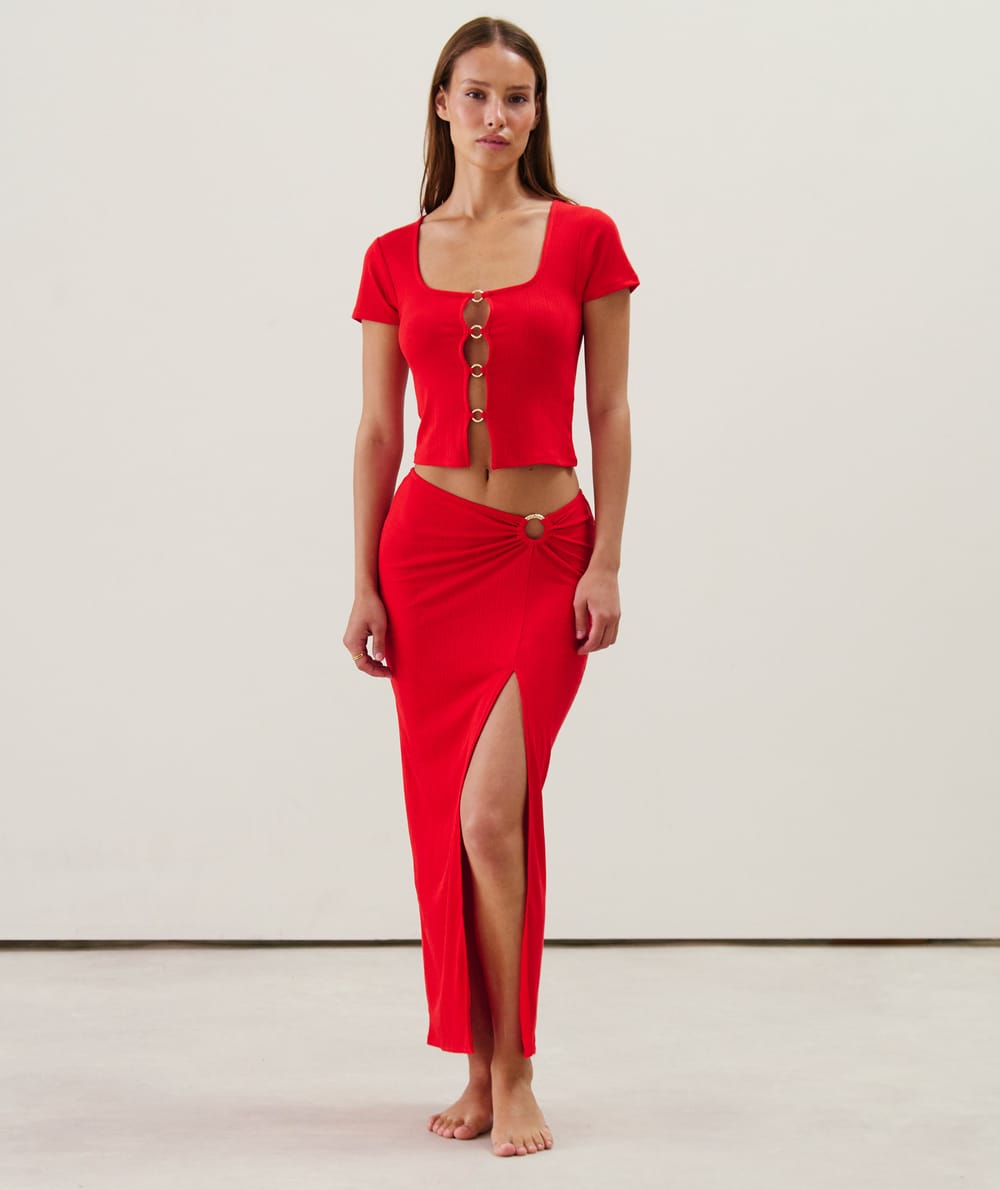 Top with golden rings;