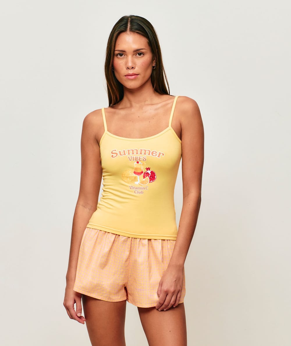 Vichy poplin shorts;