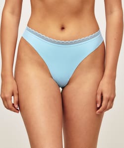 Microfiber and lace thong;