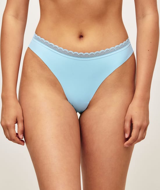 Microfiber and lace thong;