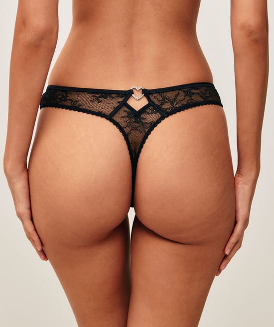 Lace string with heart jewel;