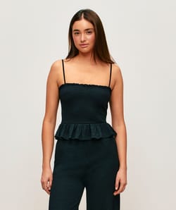 Black textured fabric caraco;