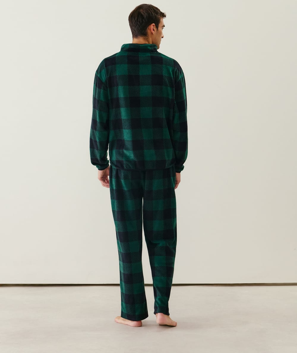 Checked fleece sweatshirt;