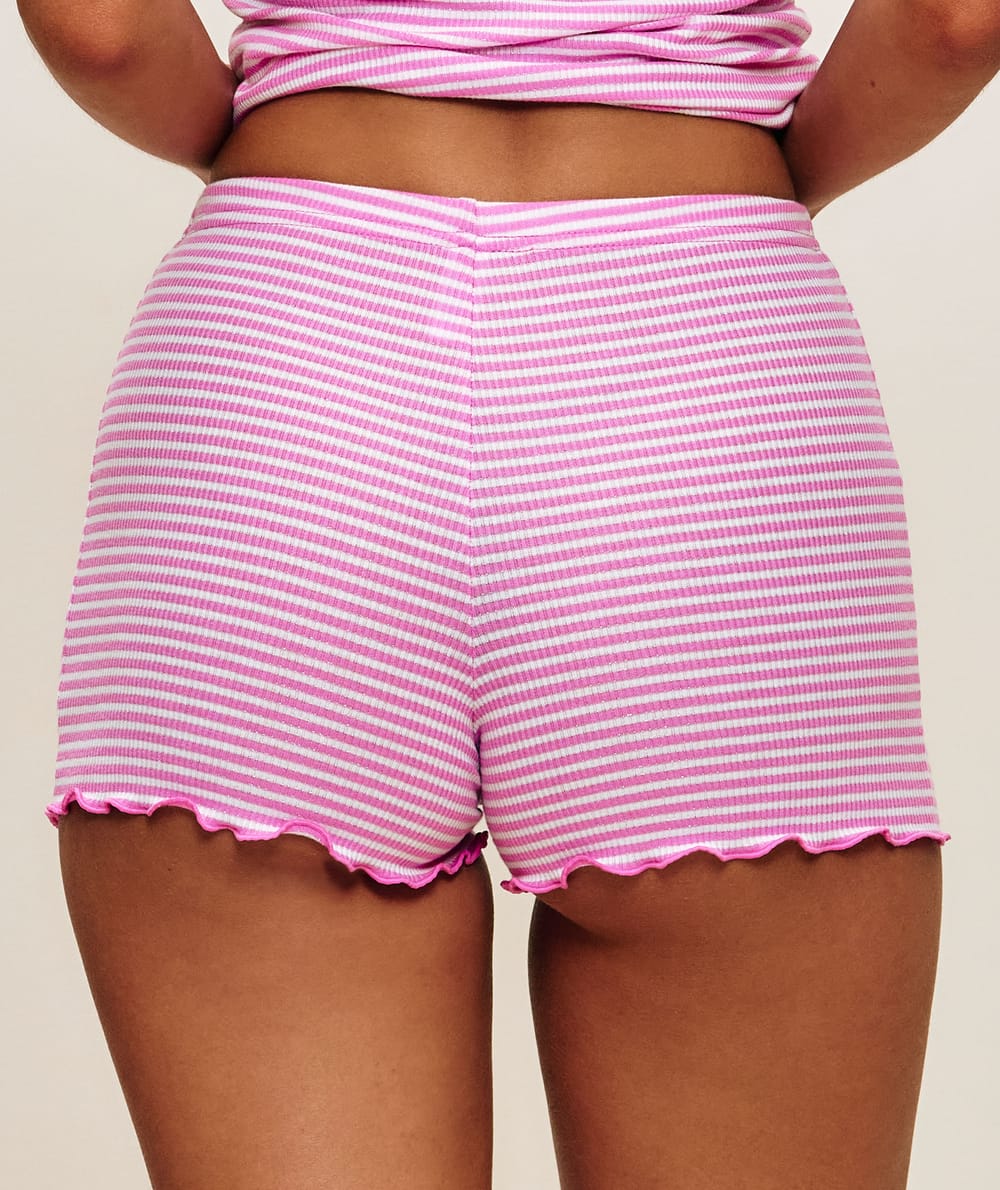 Striped cotton shorts;