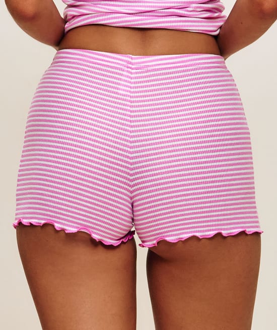 Striped cotton shorts;
