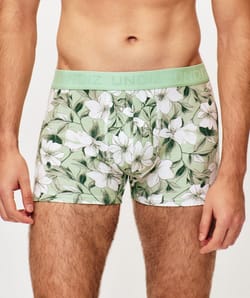 Cotton boxer shorts with floral pattern;
