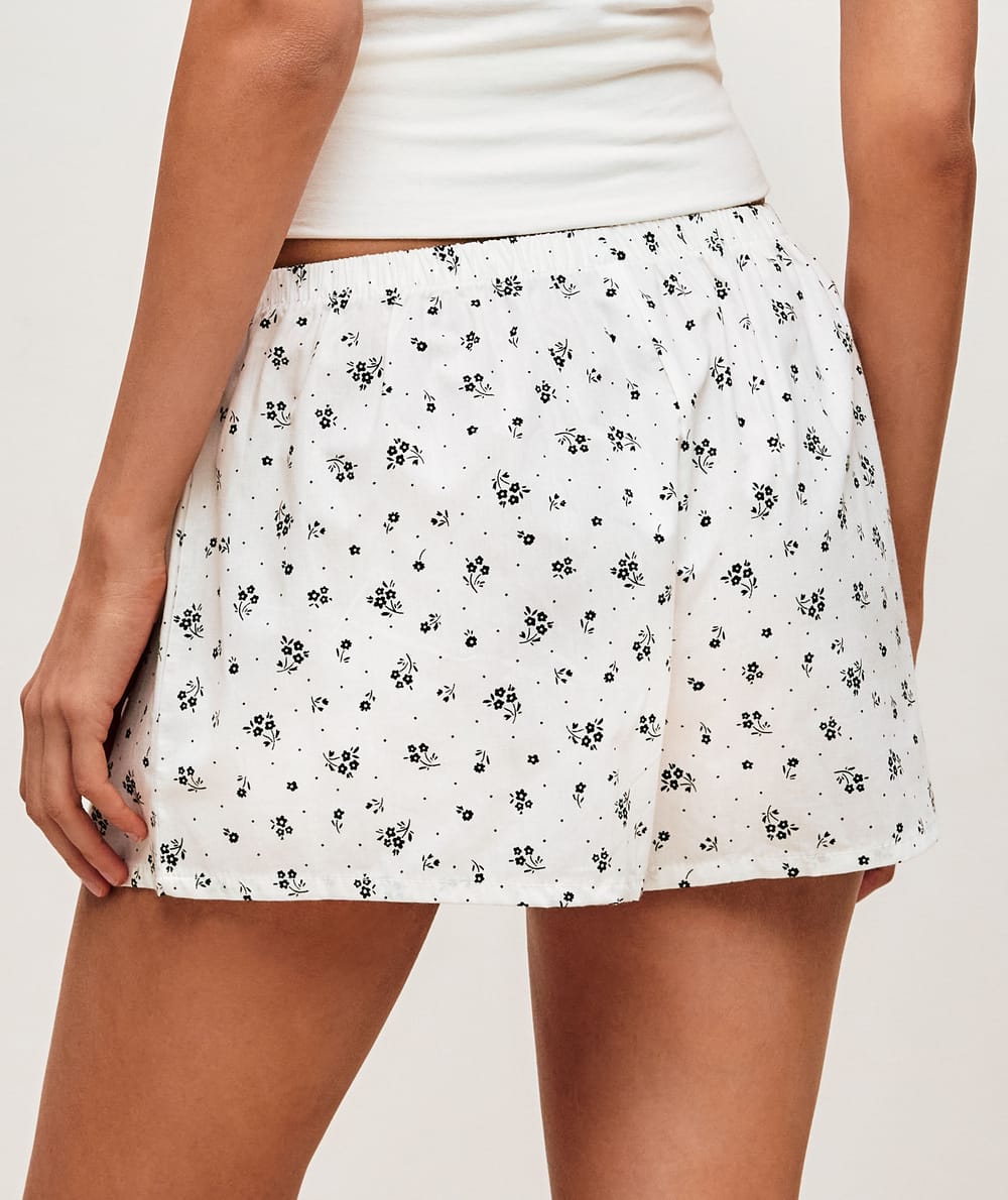 Pantalones cortos de algod&oacute;n con estampado floral;