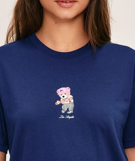 Light jersey T-shirt printed with bear Los Angeles;