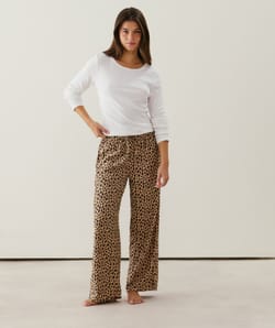 Leopard flannel trousers;