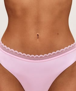 Microfiber and lace thong;