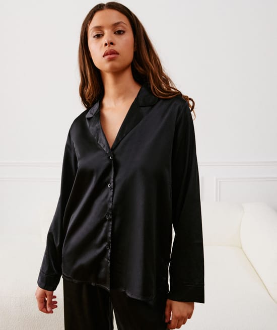 Satin pyjama shirt;