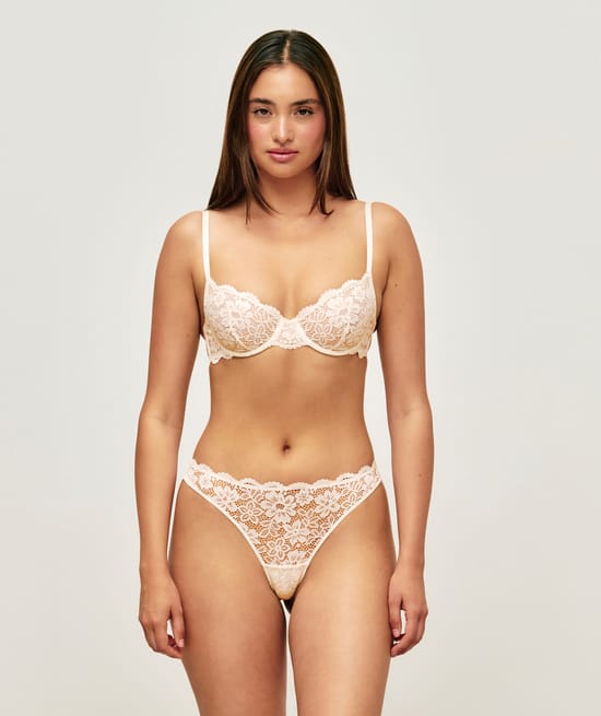 Floral lace balconette bra;