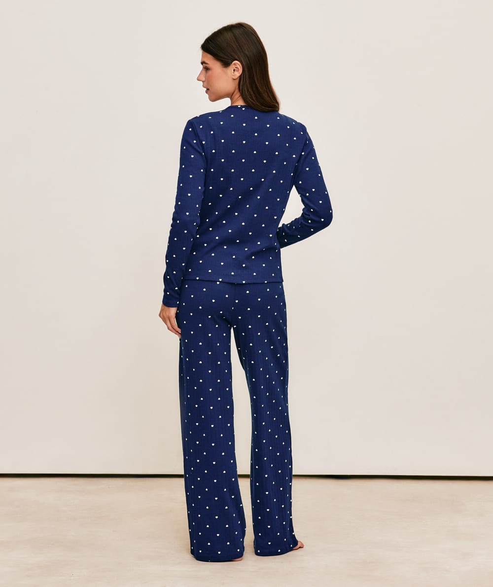 Cardigan en pointelle &agrave; imprim&eacute; coeurs;