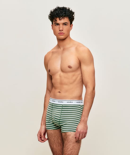 Boxer en coton &agrave; rayures;