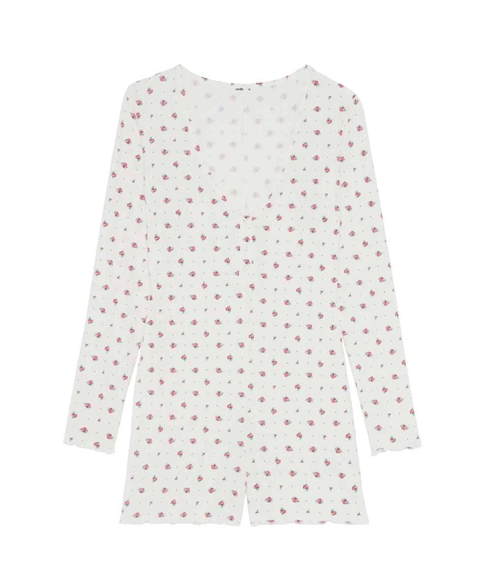 Combinaison en jersey pointelle à motifs floraux;