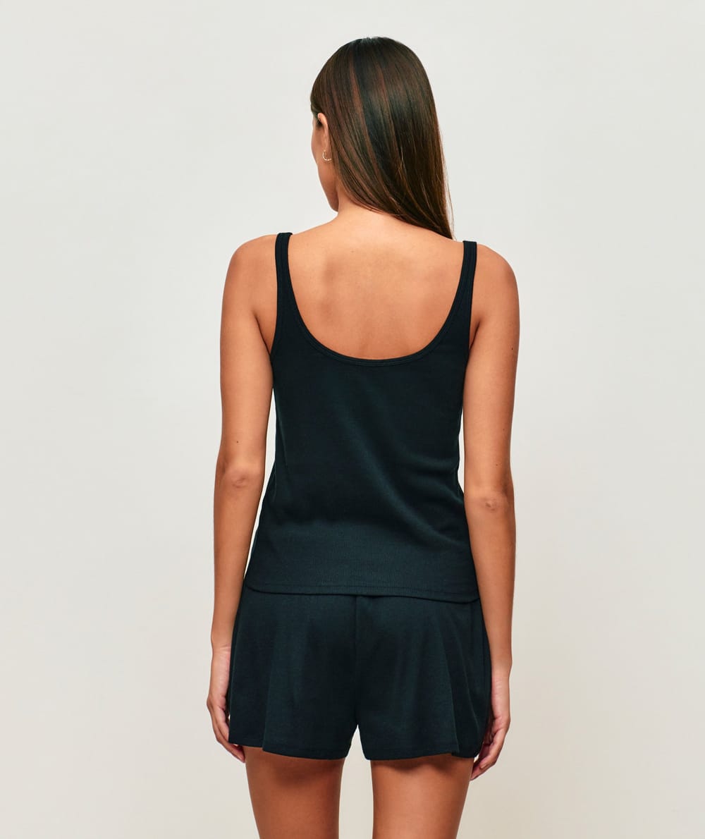 Ribbed jersey tank top - black;
