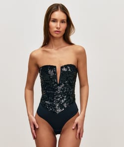 Sequin bustier bodysuit;