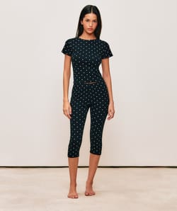 Polka dot jersey capri;