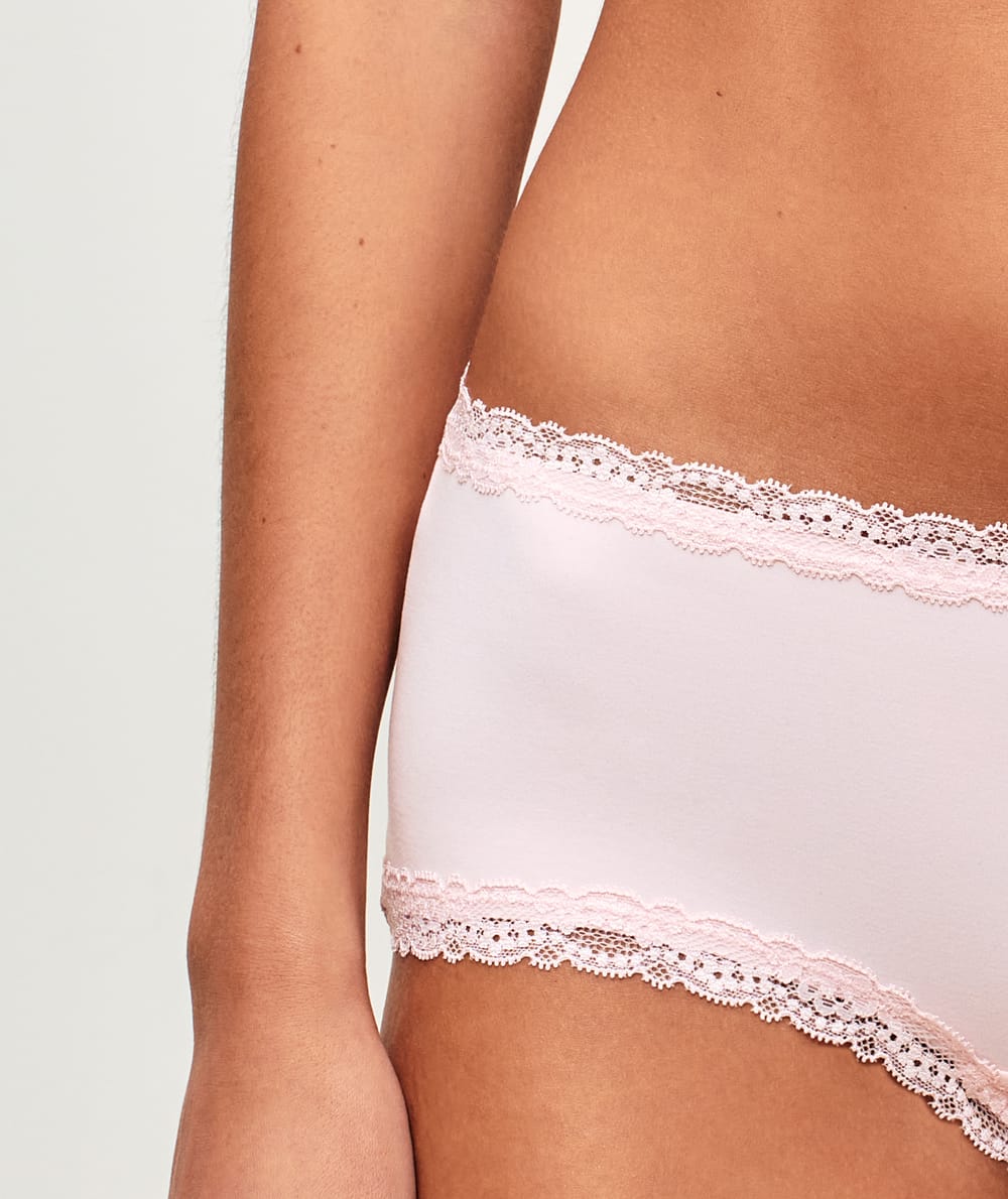 Shorty en microfibre et dentelle;